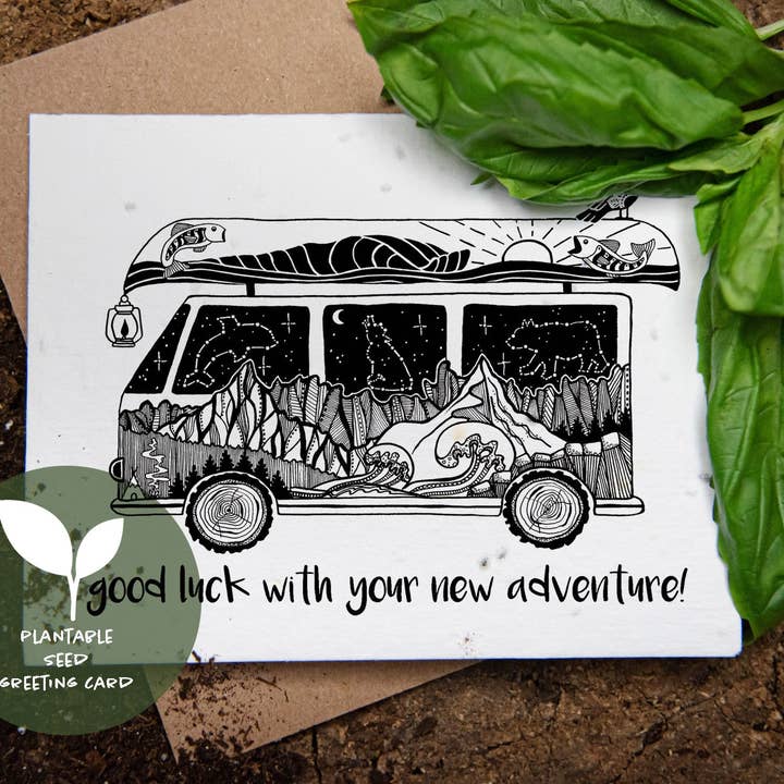 Good Luck With Your New Adventures, Plantable Seed Greeting Card for wholesale by Mountain Mornings