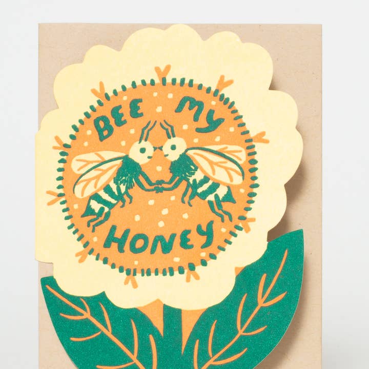 Egg Press Manufacturing - Wholesale Love Card - Bee My Honey Letterpress Greeting Love Card by Phoebe Wahl1
