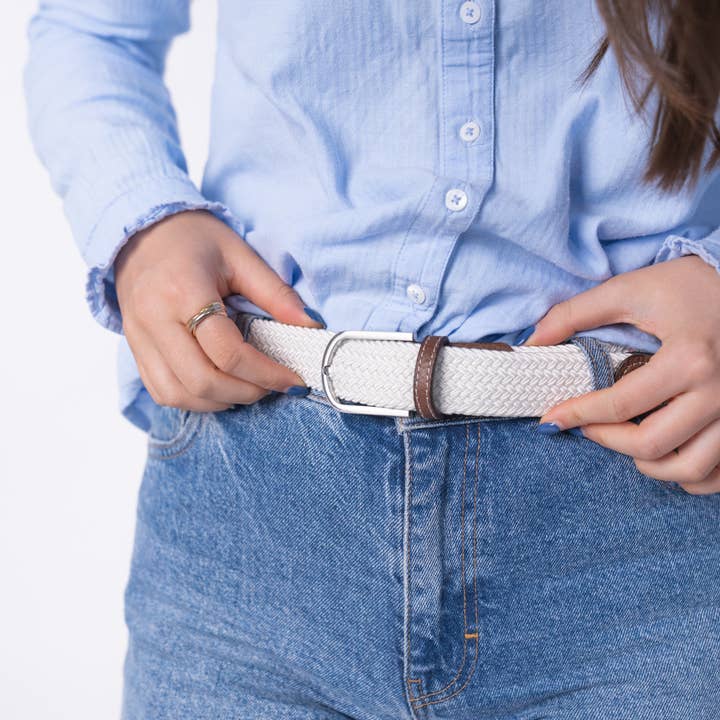 BILLYBELT - Wholesale Belt - Unisex - Coconut white elastic braided belt5