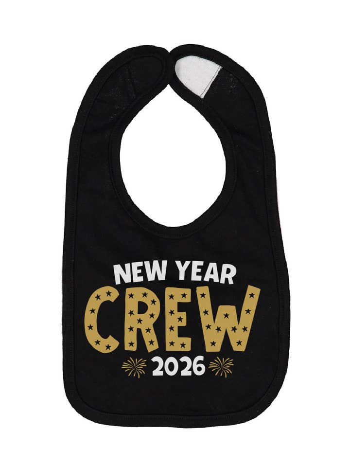 Nieuwjaarsploeg 2026 Baby Slabbetje – Zwart voor wholesale door Mackenzie Madison of Philadelphia