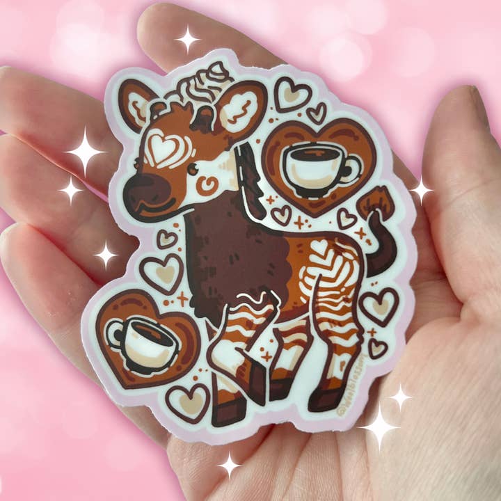 Woolblossom - Wholesale Sticker - Latte Coffee Okapi ~ Sticker