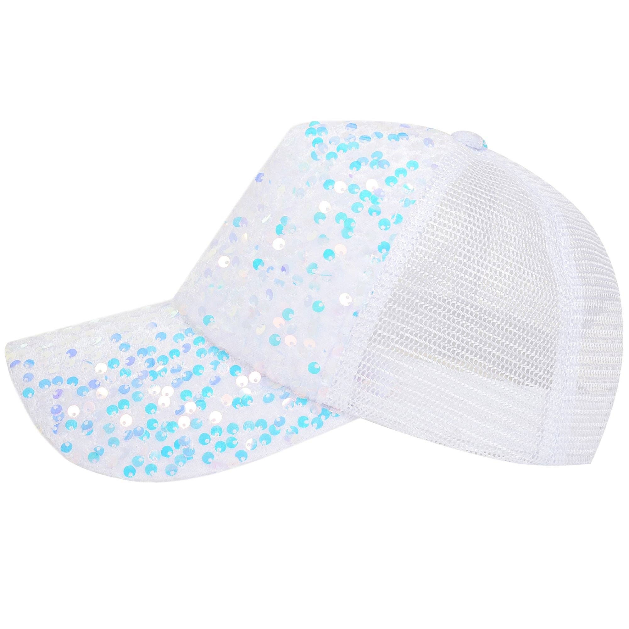 AK Brand - Wholesale Ponytail Cap - Women's - Women's Sparkly Sequin Baseball Cap Messy Low Bun Ponycap26