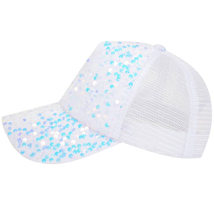 AK Brand - Wholesale Ponytail cap – Women’s - Women's Sparkly Sequin Baseball Cap Messy Low Bun Ponycap26