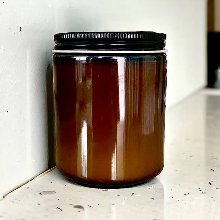 Raven’s Hearth - Wholesale Jar/Filled Candle - No Label Glass Candles | 8 oz | Amber or Clear Glass