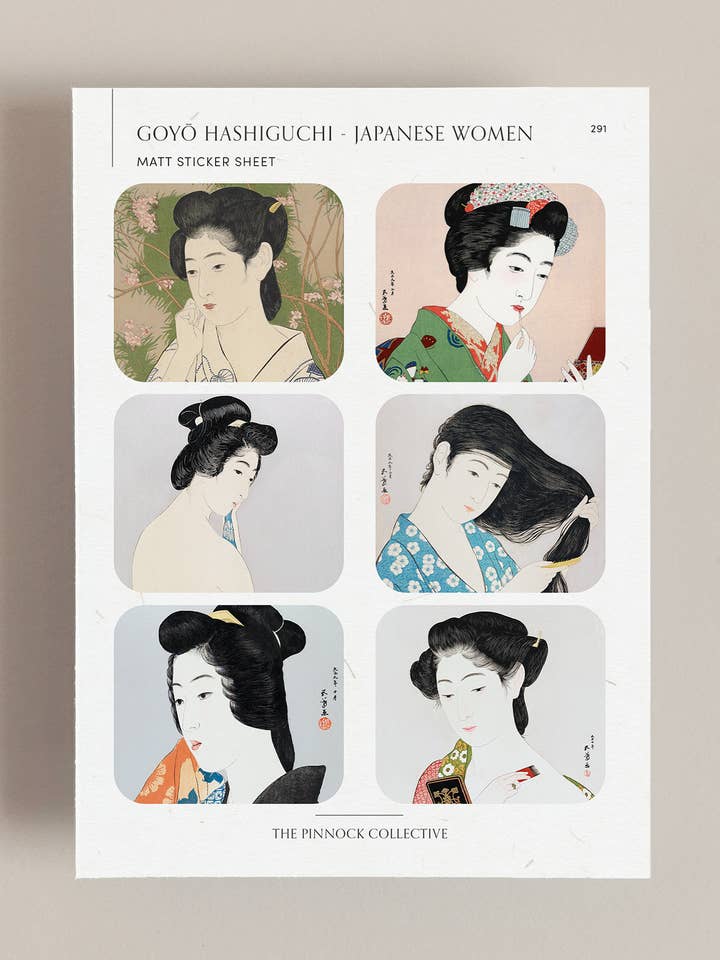 Goyo Hashiguchi Japanese Women Sticker Shet for wholesale by The Pinnock Collective