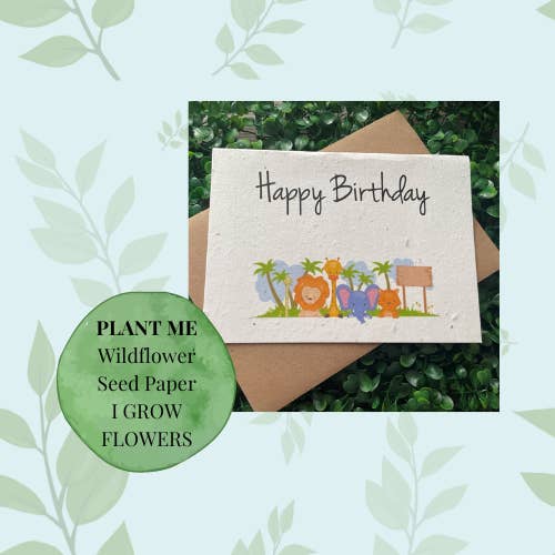 Happy birthday plantable card, Animals children birthday for wholesale by Little princess crafts