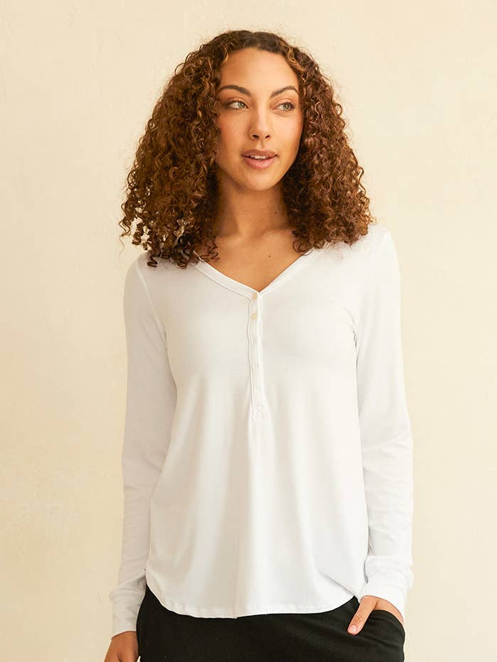 White Henley Top for wholesale on Faire0