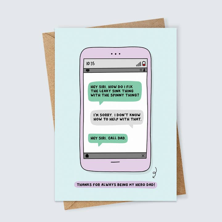 Inky in the Wild - Wholesale Father's Day Card - Hey Siri Dad Card0
