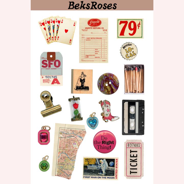 Collector’s Collage Sticker Sheet for wholesale by BeksRoses LLC