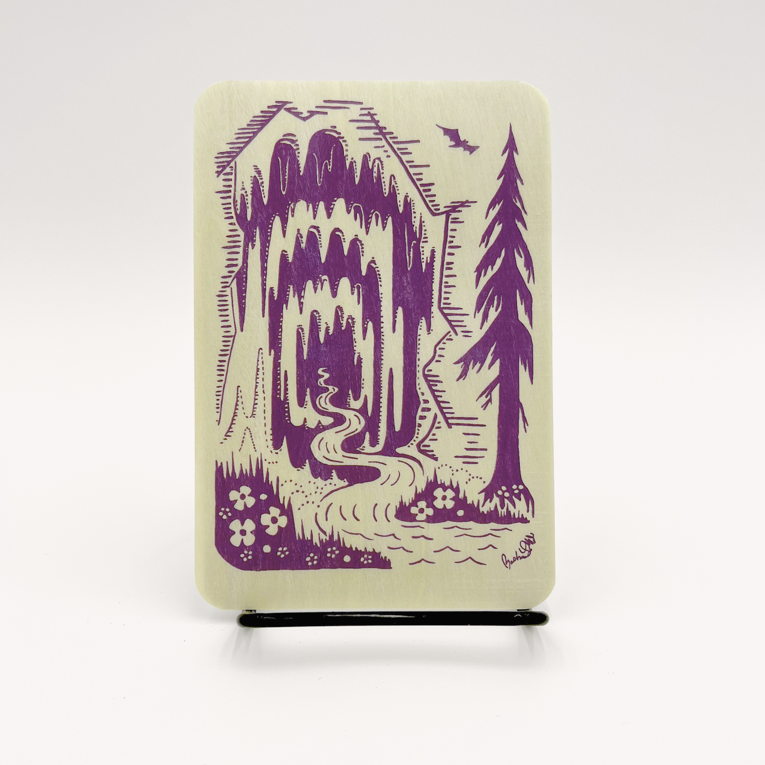 Morning Paper dot Design - Wholesale Postcard - Cave and tree on aspen or red cedar wood postcard8