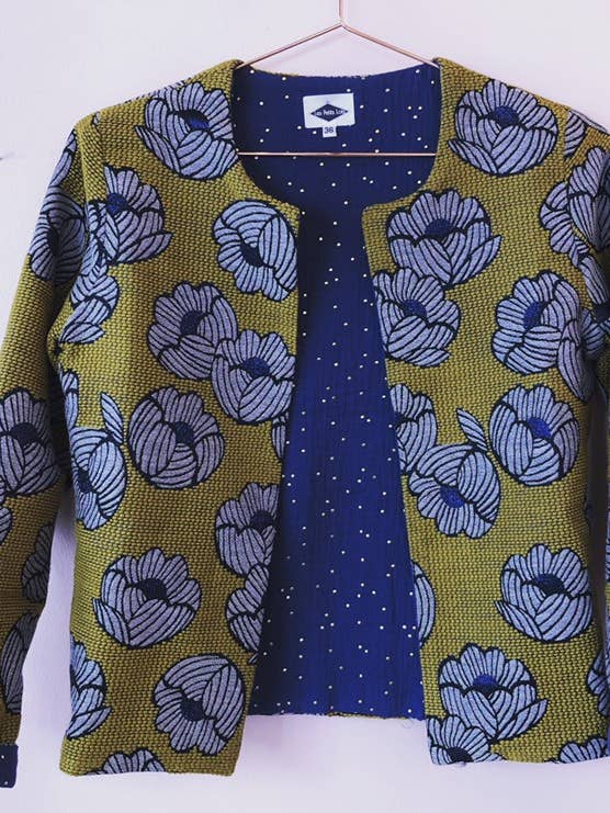 Caroline Mustard Flowers Jacket for wholesale by Les Petits Lots