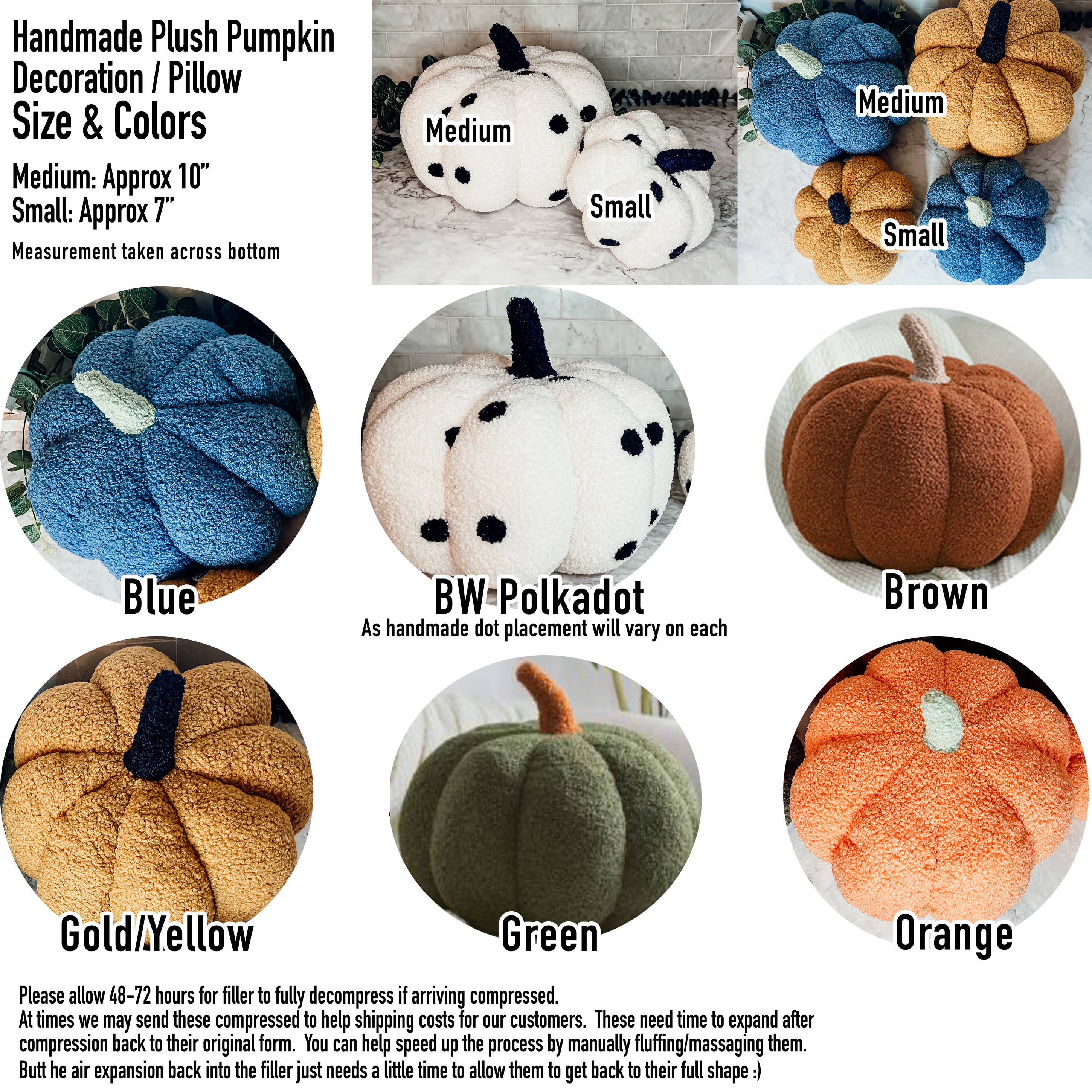 Gia Roma - Wholesale Decorative Tabletop Object - Neutral Fall + Halloween Home Decor, Cute Cotton Pumpkins BW0