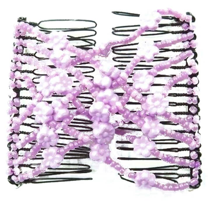 Cap Zone - Wholesale Hair Clip - Women's - Flower Gem Beads Elastic Magic Comb Clip Hair Claw