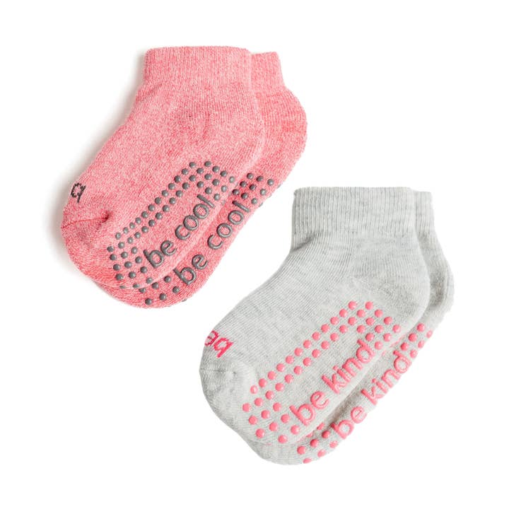Toddler Girl 2 Pack Grip Socks 2T-4T (Dani) for wholesale by Sticky Be Socks