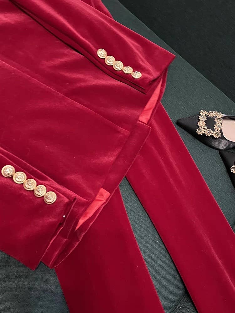 Sanyao Fashion – Engroshandel Habitter – til kvinder – SY517Y Fløjl Skræddersyet Jakkesæt til Kvinder – Blazer & Bukser11