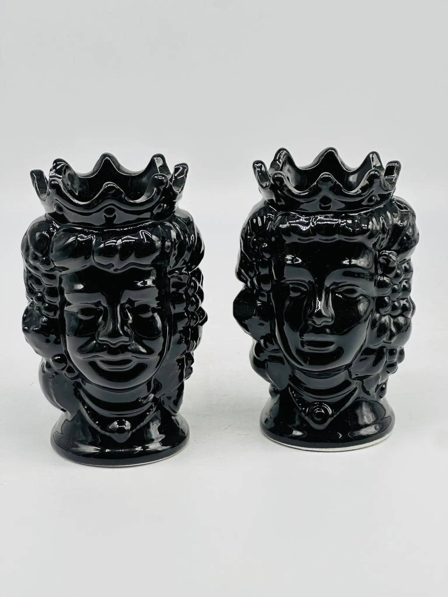 DD Ceramiche Siciliane - Wholesale Decorative Figurine - Pair of Moro Heads Kalat Frutta Ceramica Caltagirone cm H.14 L.9 Handcrafted VARIOUS COLORS5