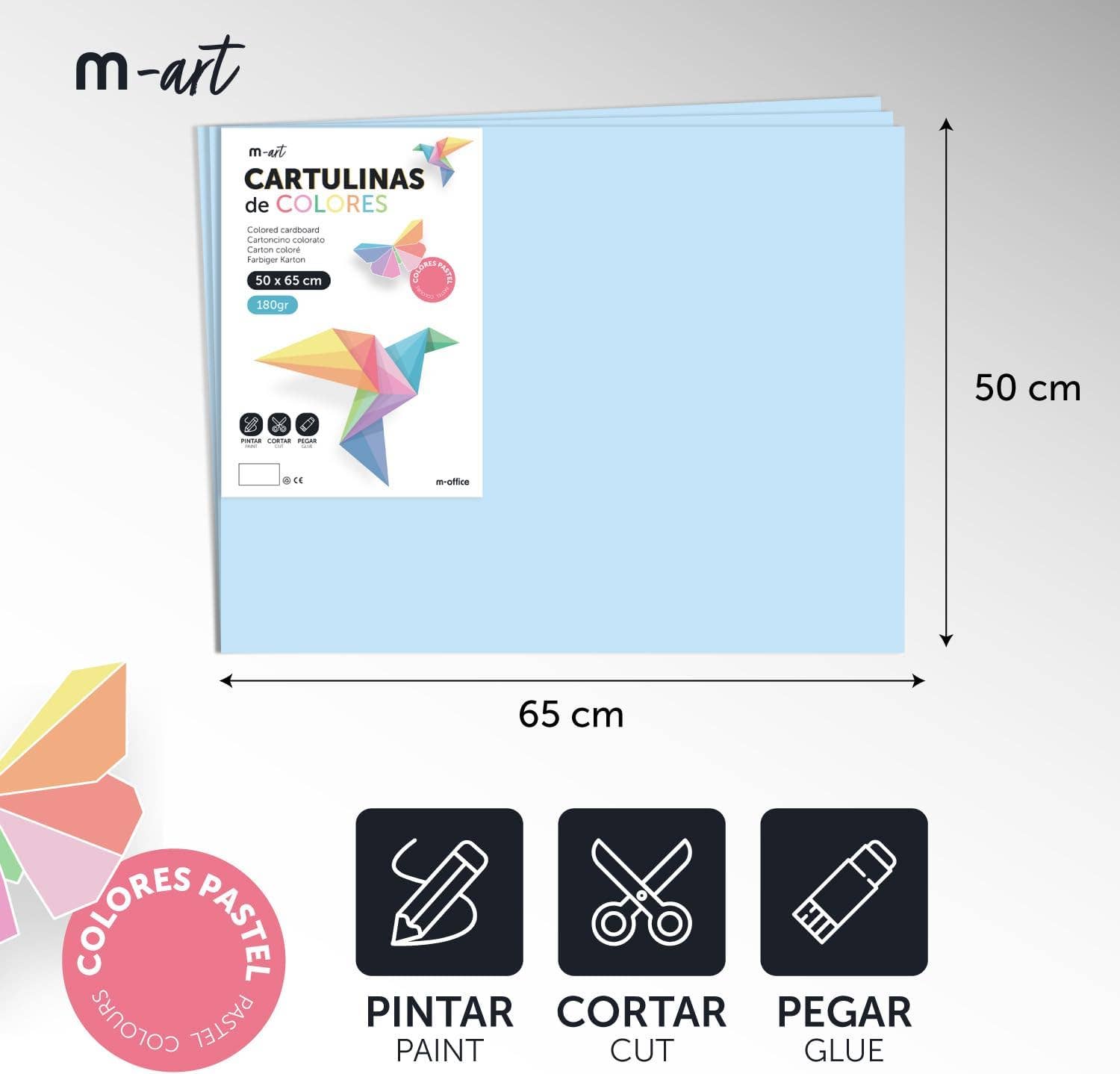 MEDEL OFFICE - Wholesale Craft Supplies - Large Cardboard 50x65 cm Pastel 180gr m-office x25 Sheets1