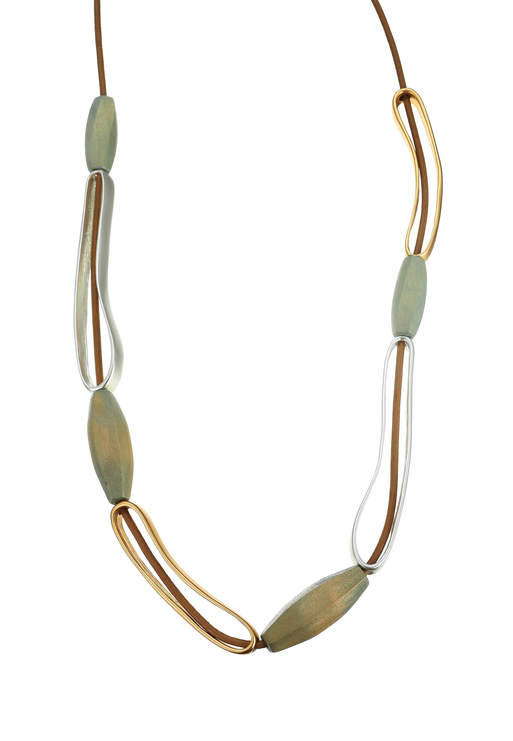 LesliiLange Necklace Bicolor Wood Green for wholesale on Faire2