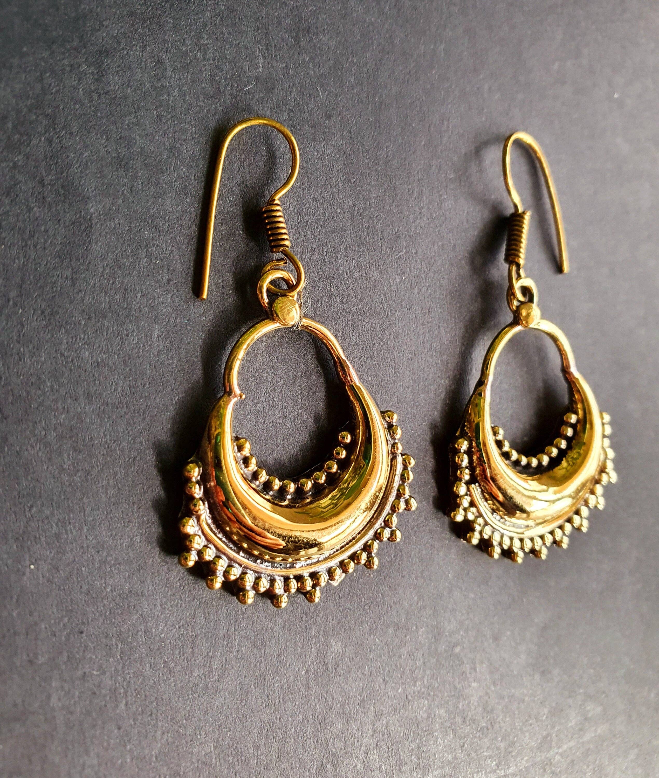 Kaali Boutique – wholesale Hängande örhängen – Etniska mässingörhängen / Illuminati / Mandala / Geometrisk / Rustik / Hippie / Zigenare / Psy / Boho / Bohemisk /1