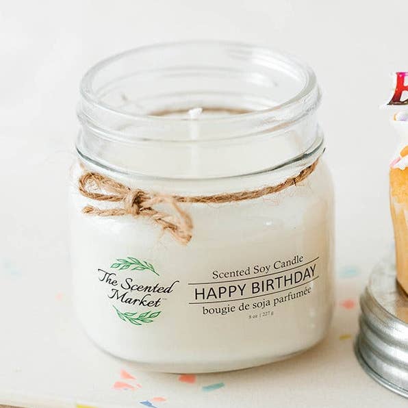 FELIZ ANIVERSÁRIO Vela de Cera de Soja 8 oz por atacado de The Scented Market