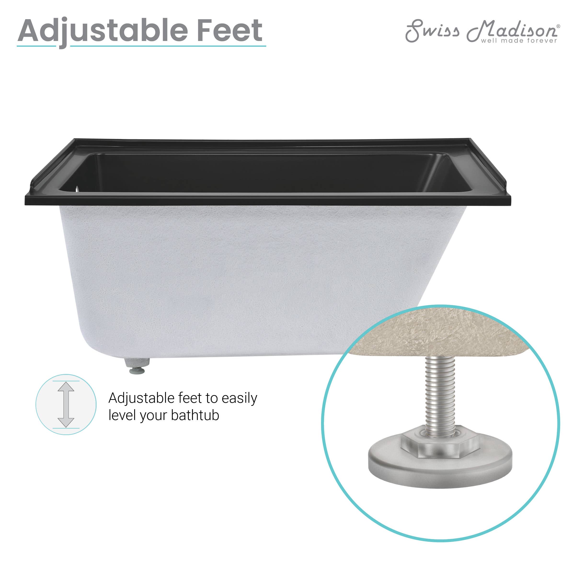 Swiss Madison - Wholesale Bath & Body Set - Voltaire Right-Hand Drain Alcove Bathtub in Matte Black6