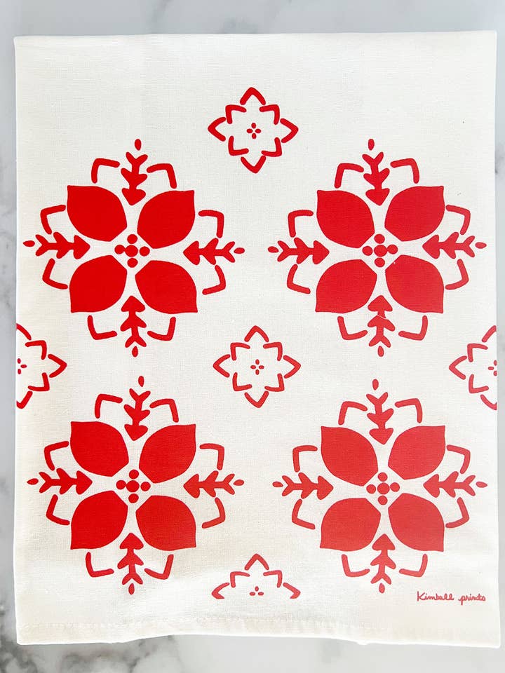Nordic Poinsettia | Cotton Tea Towel | Holiday Collection for wholesale by Kimball Prints