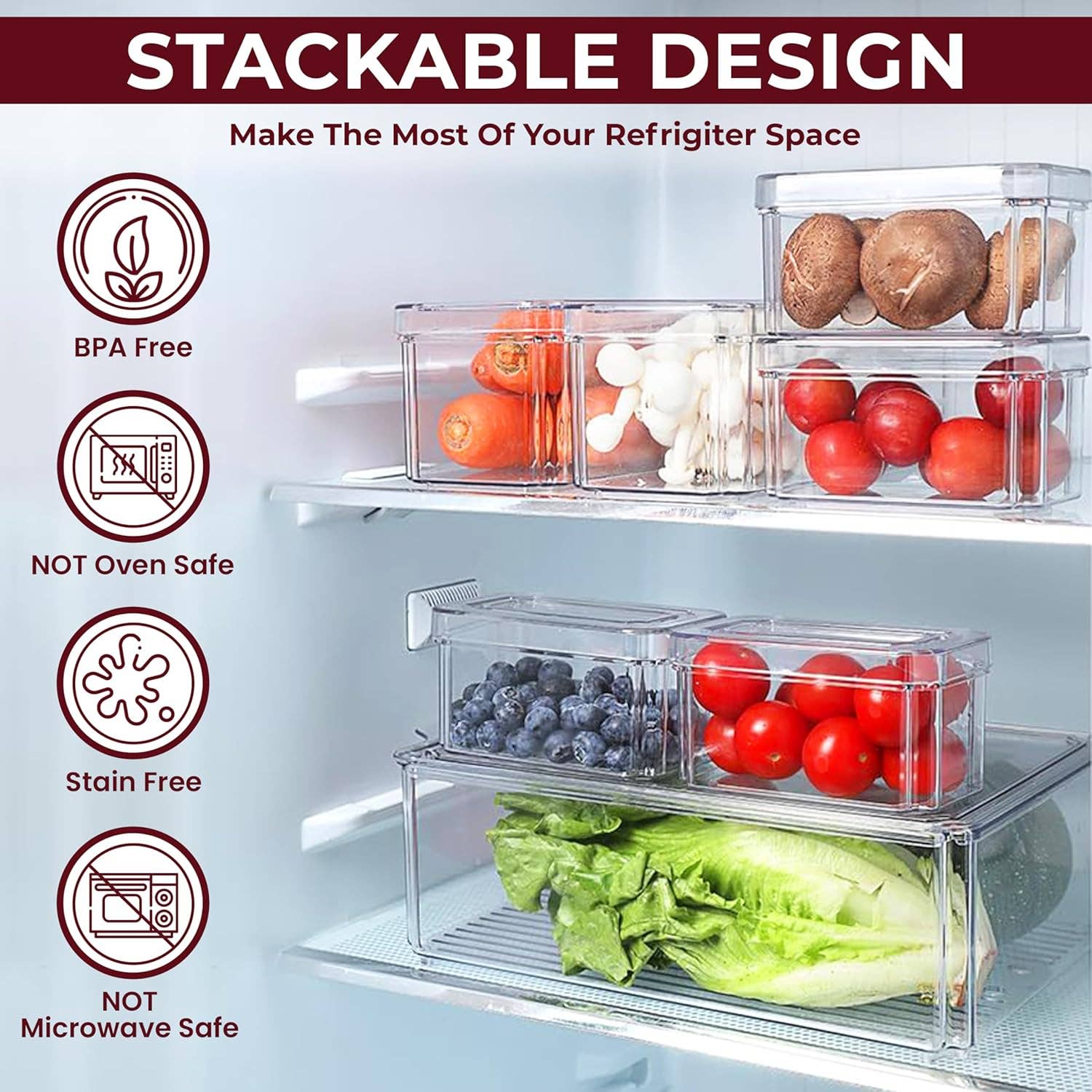 MEHIAZ – wholesale Kitchen storage/organiser – Fridge Organizer, Stackable Refrigerator Organizer Bin 7pack3