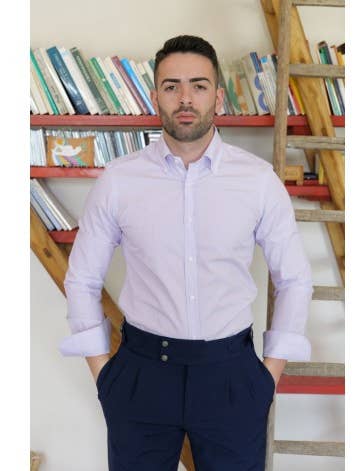 Herre Skjorte I Lilla Stribet Bomuld for engroshandel hos Joey & John