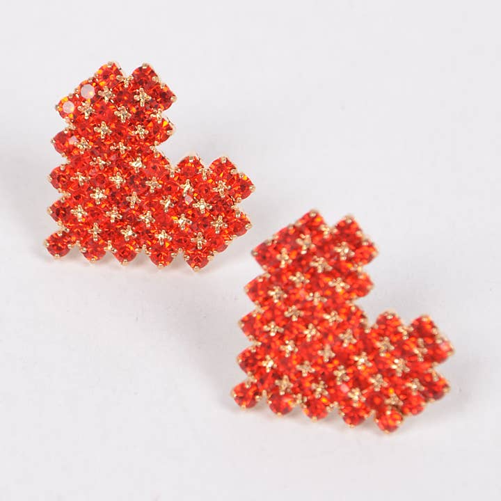 Boucles d'oreilles à tige en strass en forme de cœur pour la vente par 3AM BY H&D ACCESSORIES