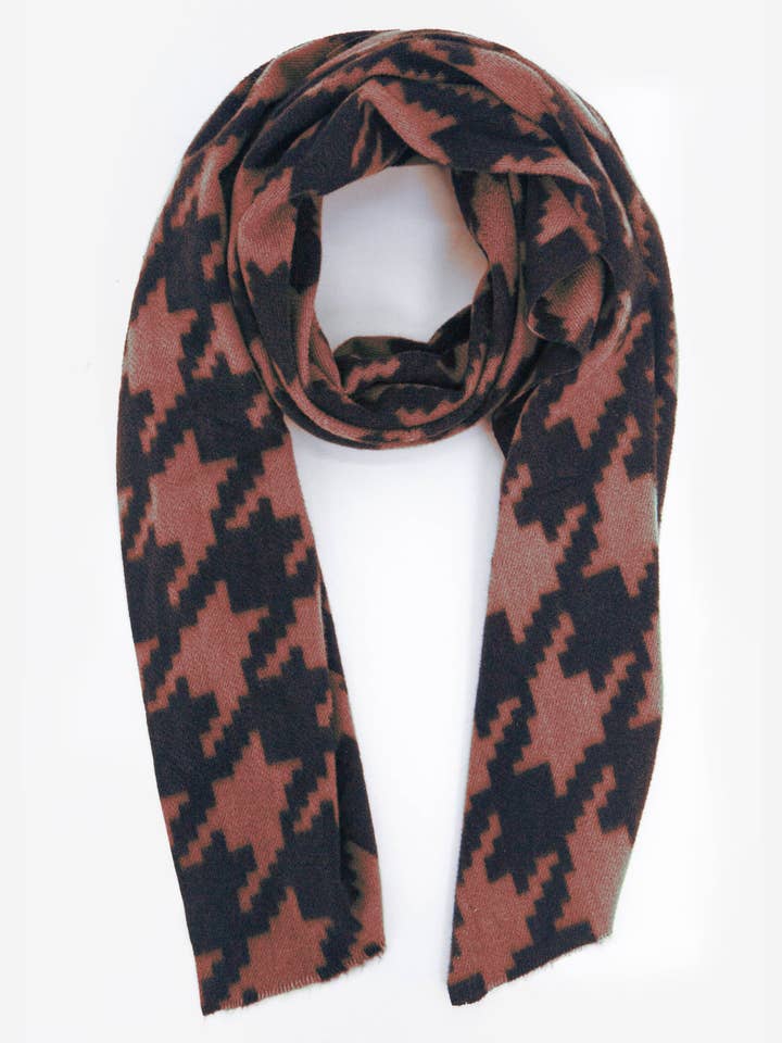 Melanie Mellanvikt Halsduk - Rust, Stor Houndstooth för wholesale av Sarta Accessories