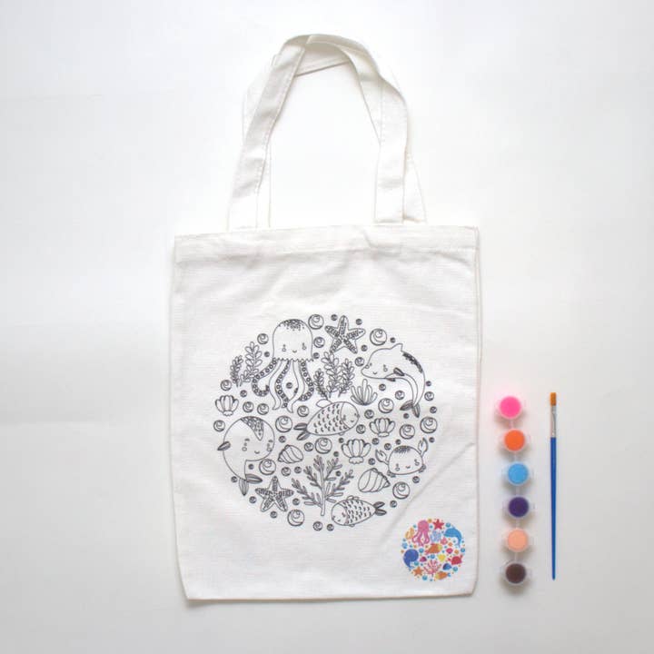 Yuko B - Venta al por mayor Bolsa de asa - Niños - Manualidades - Bolsa de tela para pintar - Océano