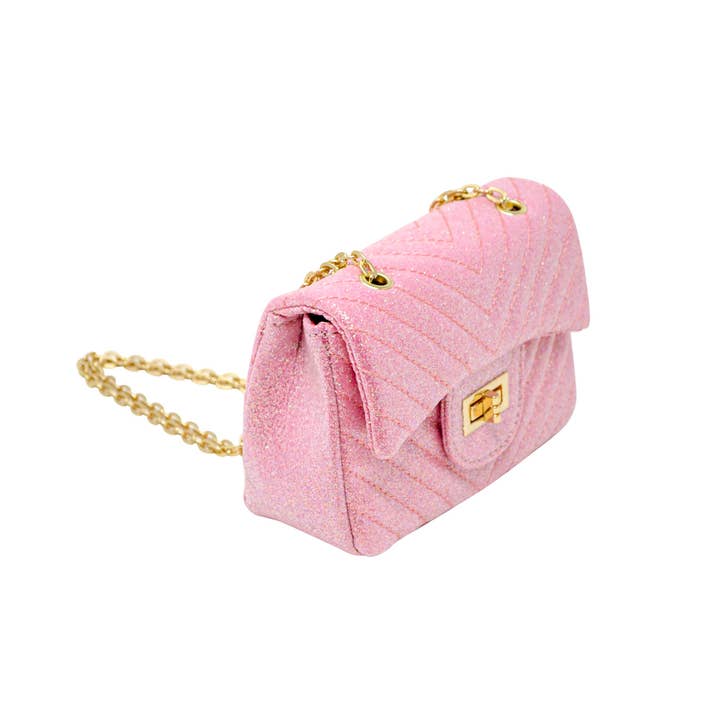 Pink Classic Glitter Wave Handbag for wholesale on Faire