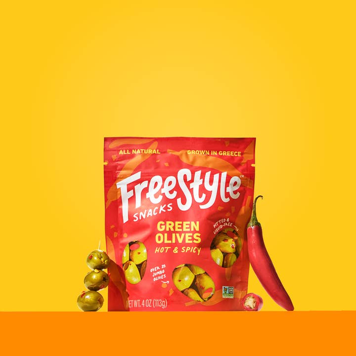 Freestyle Snacks - Wholesale Olives - Green Olives - Hot & Spicy (6 pack)1
