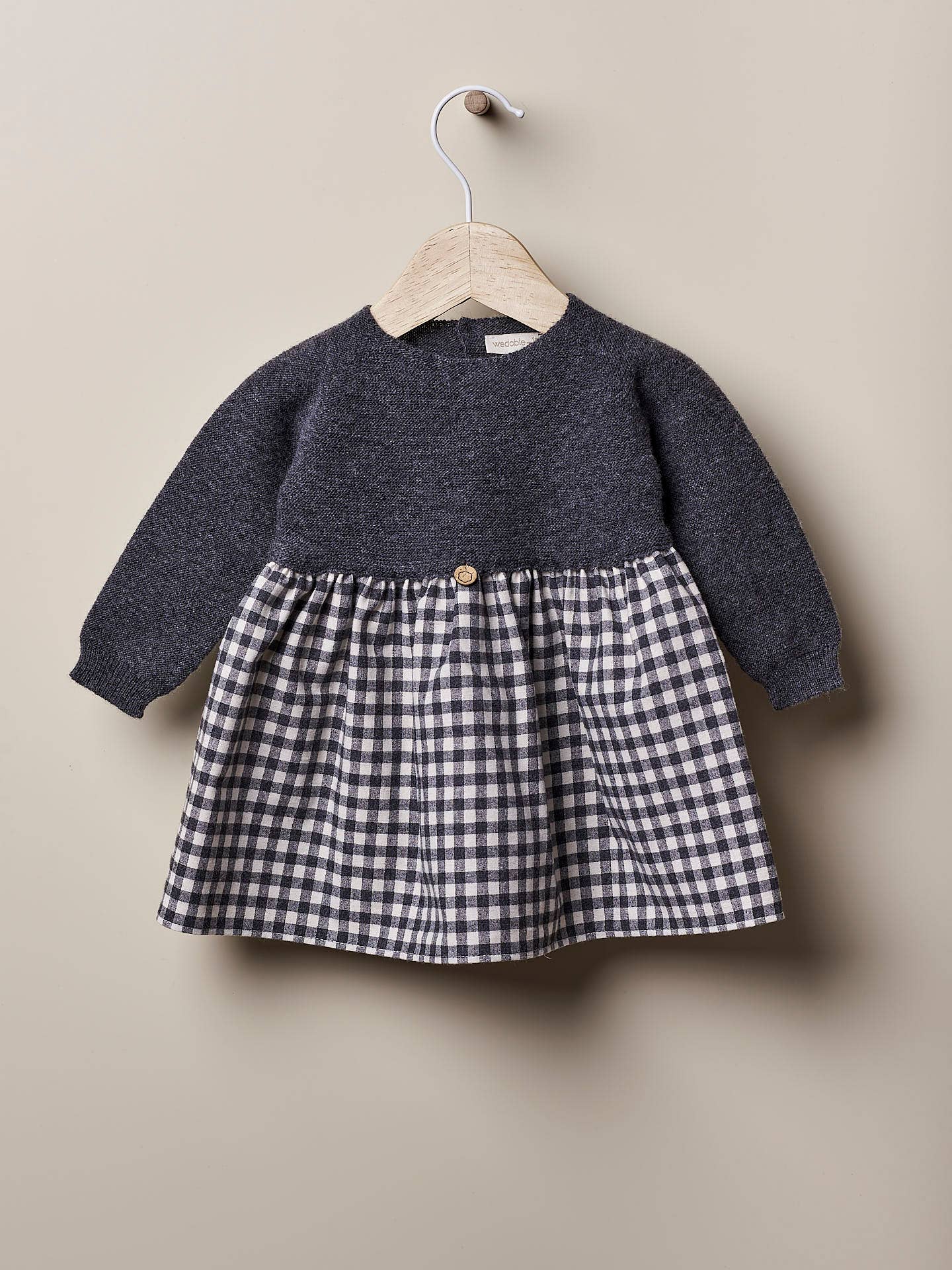  Single Vichy plaid long-sleeved dress | STORIES OF AN ENCHANTED FOREST for wholesale on Faire0