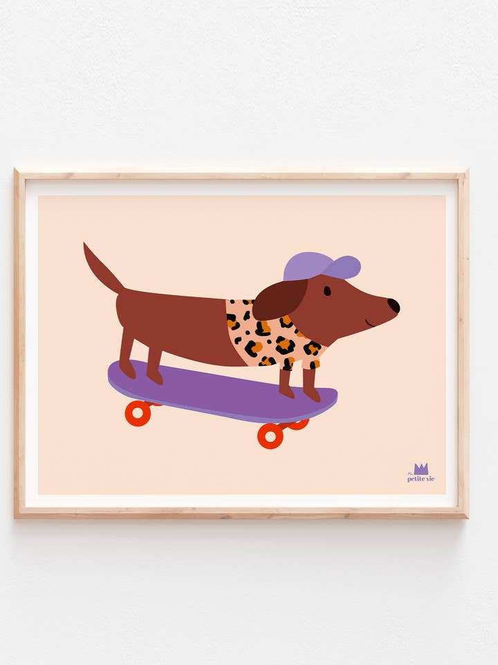 Poster - Skaterhund - Mütze (30 x 40 cm) für den Großhandel von Ma Petite Vie