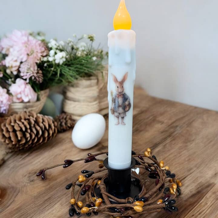 Small Town Dusk - Wholesale Flameless Candle - Vintage Easter Bunny Girl Battery Operated Taper Candles