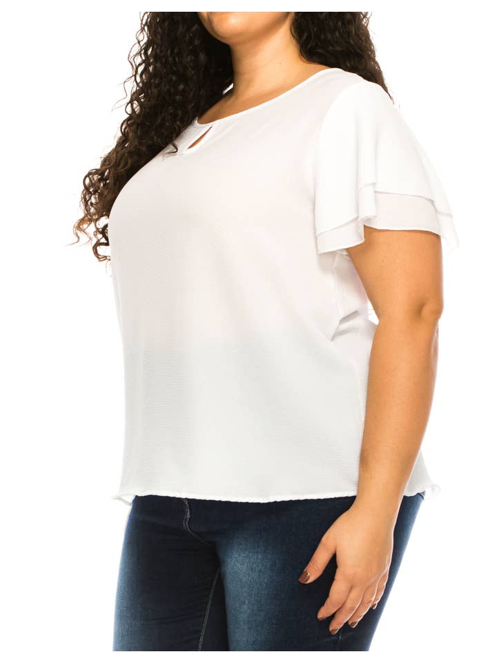 MOA COLLECTION - Wholesale Blouse - Women's - Women's Plus Size Short Sleeve Round Neck Blouse Top27