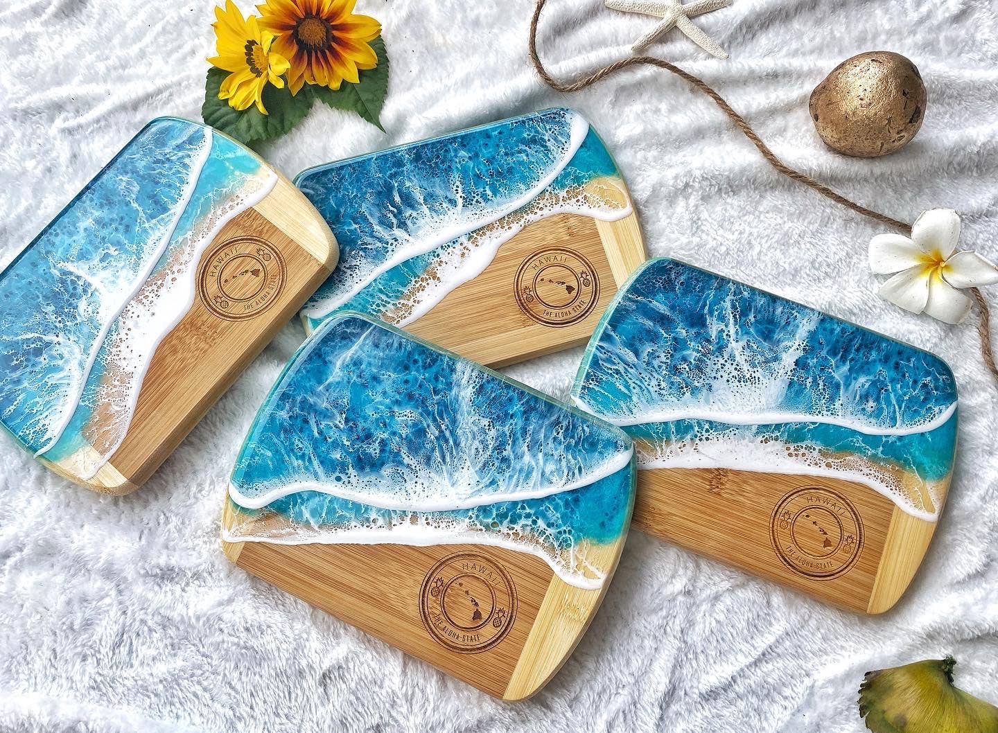 TBM Creations LLC - Wholesale Cheese Board - HAWAI'I Ocean Charcuterie board Maui made | Serving board4