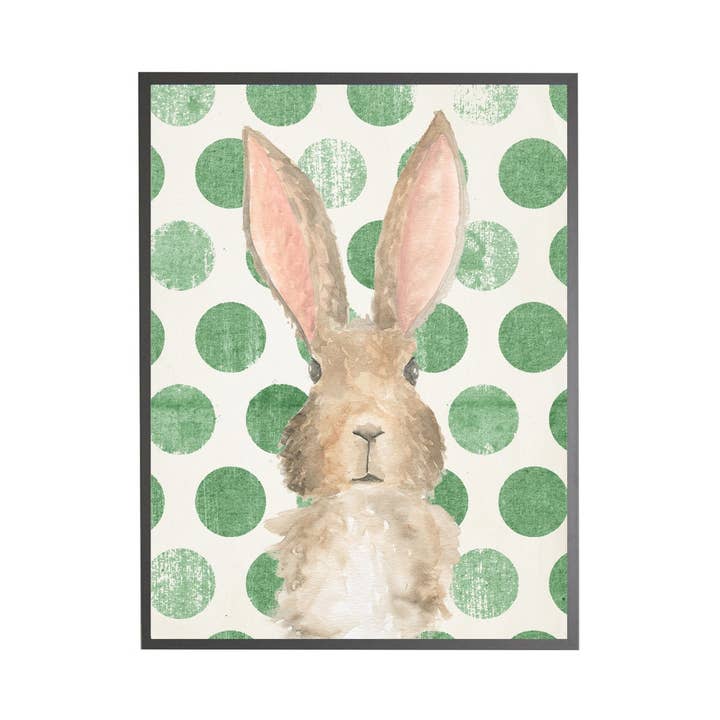 Watercolor Baby Bunny On Green Polka Dots for wholesale by Antique Curiosities Inc