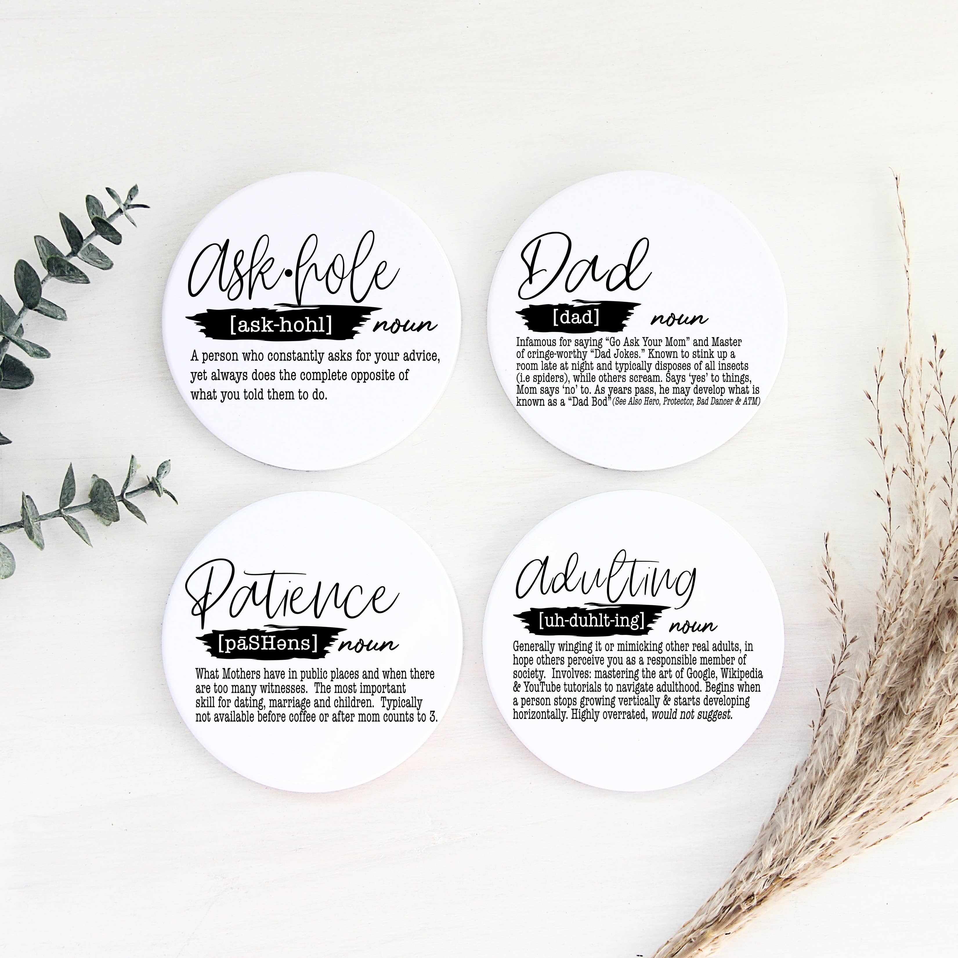 Gia Roma - Wholesale Onderzetters - Unieke cadeaus voor hem + haar grappige, keramische onderzetter humorsets32