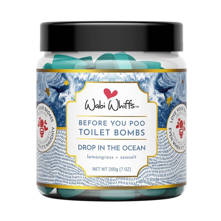 Wabi Whiffs - Wholesale Toilet Cleaner - 200g Drop In the Ocean Fizzing Toilet Love Bombs