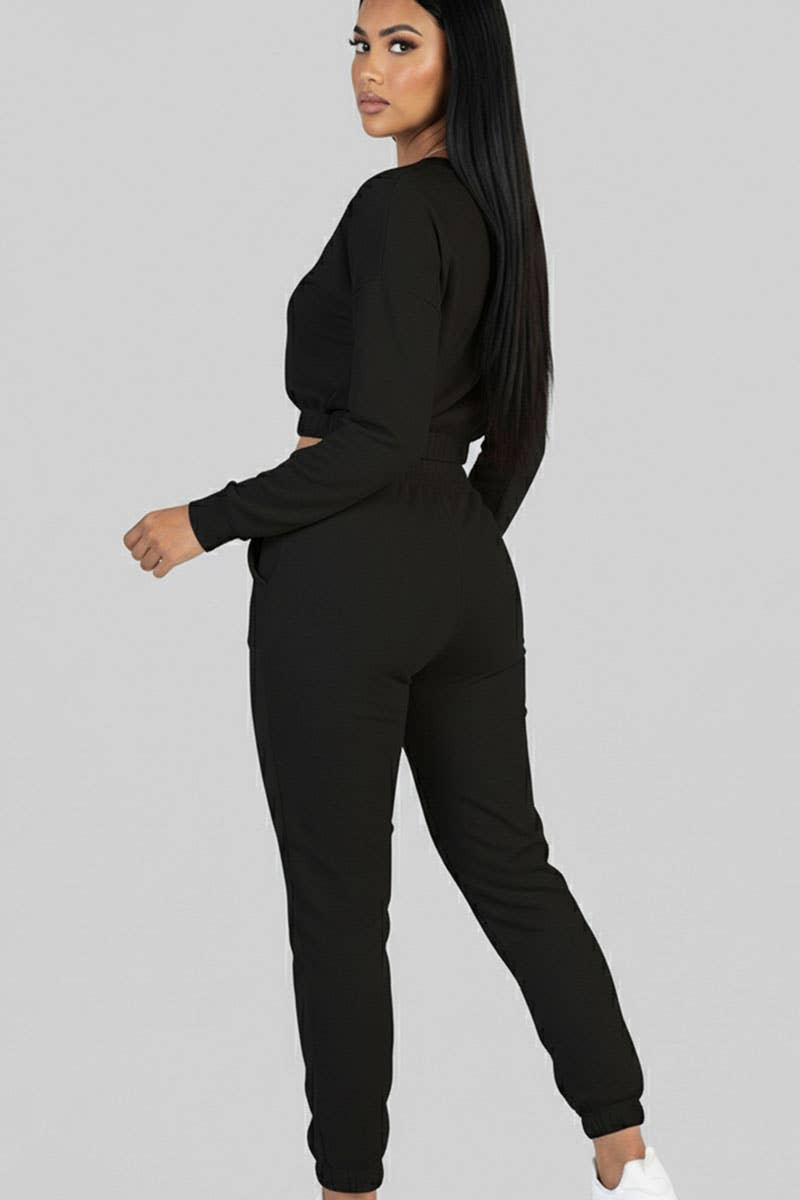 CAPELLA APPAREL - Wholesale Lounge Set - Women's - French Terry Elastic Waist Pullover & Joggers Set2