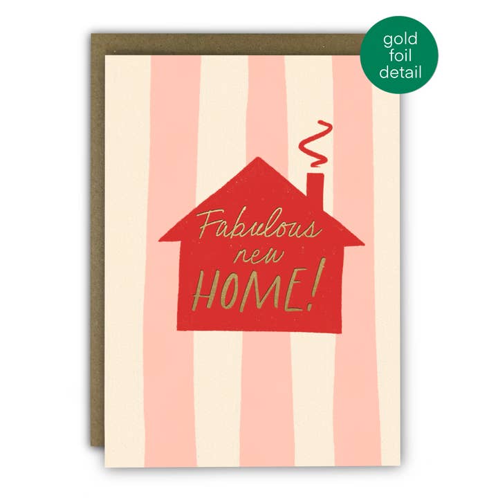 Carte de crémaillère mignonne - Fabuleuse nouvelle maison avec design en feuille d'or pour la vente par RUNNING WITH SCISSORS