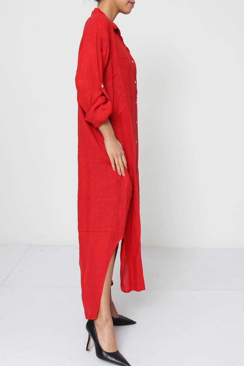 LÉA & LUC - Wholesale Dress - Women's - Long shirt dresses in 100% Linen REF. 148422