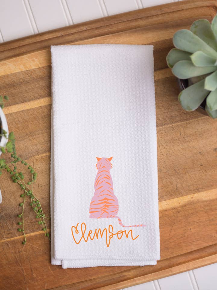 Clemson Tiger Kitchen Towel for wholesale by The Navy Knot