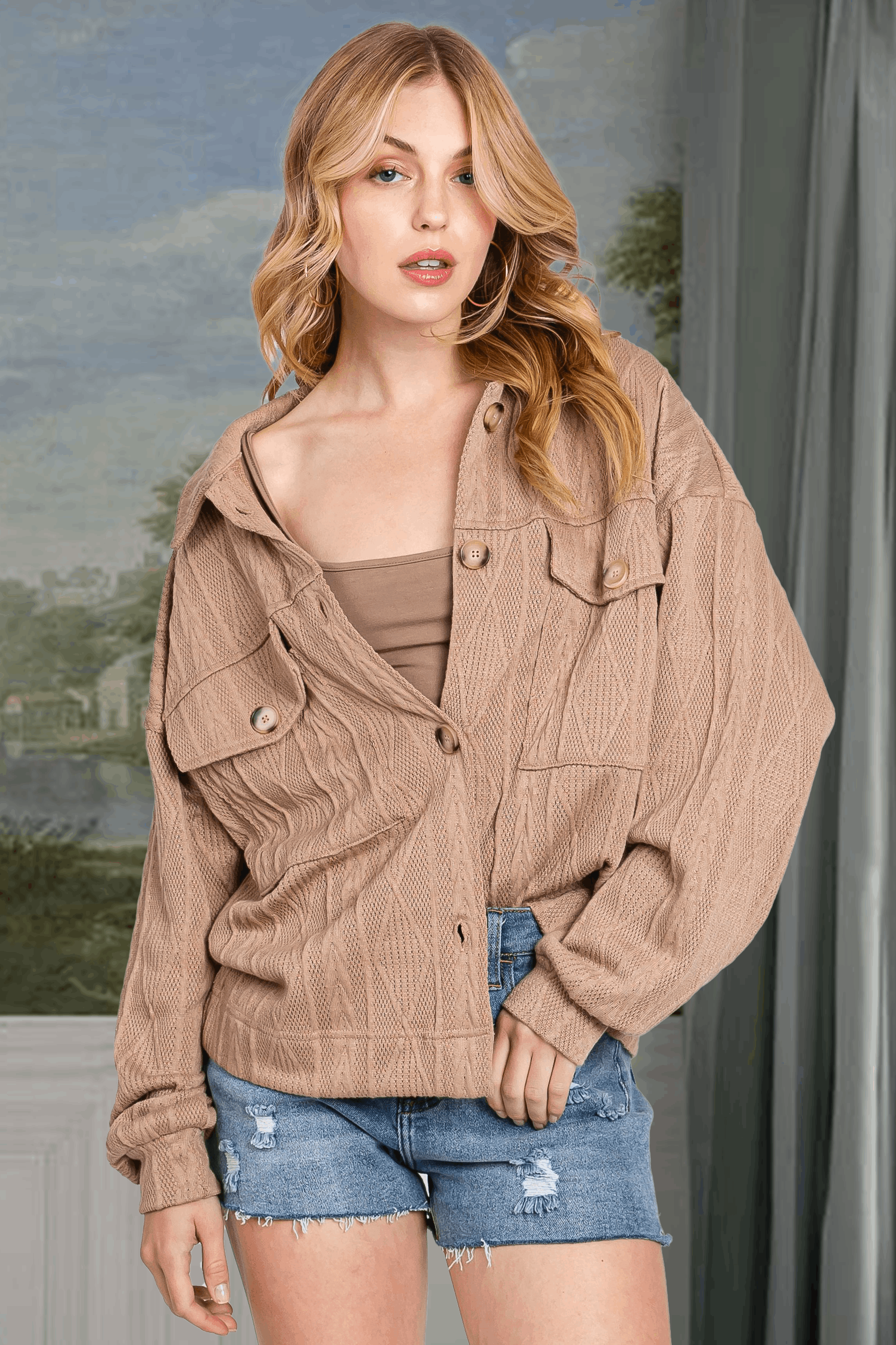 ELLEBORN – Großhandel Hemdjacke/Shacket – Damen – Strukturierte, entspannte Jacke-3393T7