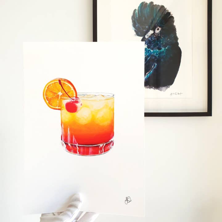 Julia Ockert - Wholesale Art print - Tequila Sunrise Cocktail Art Print1