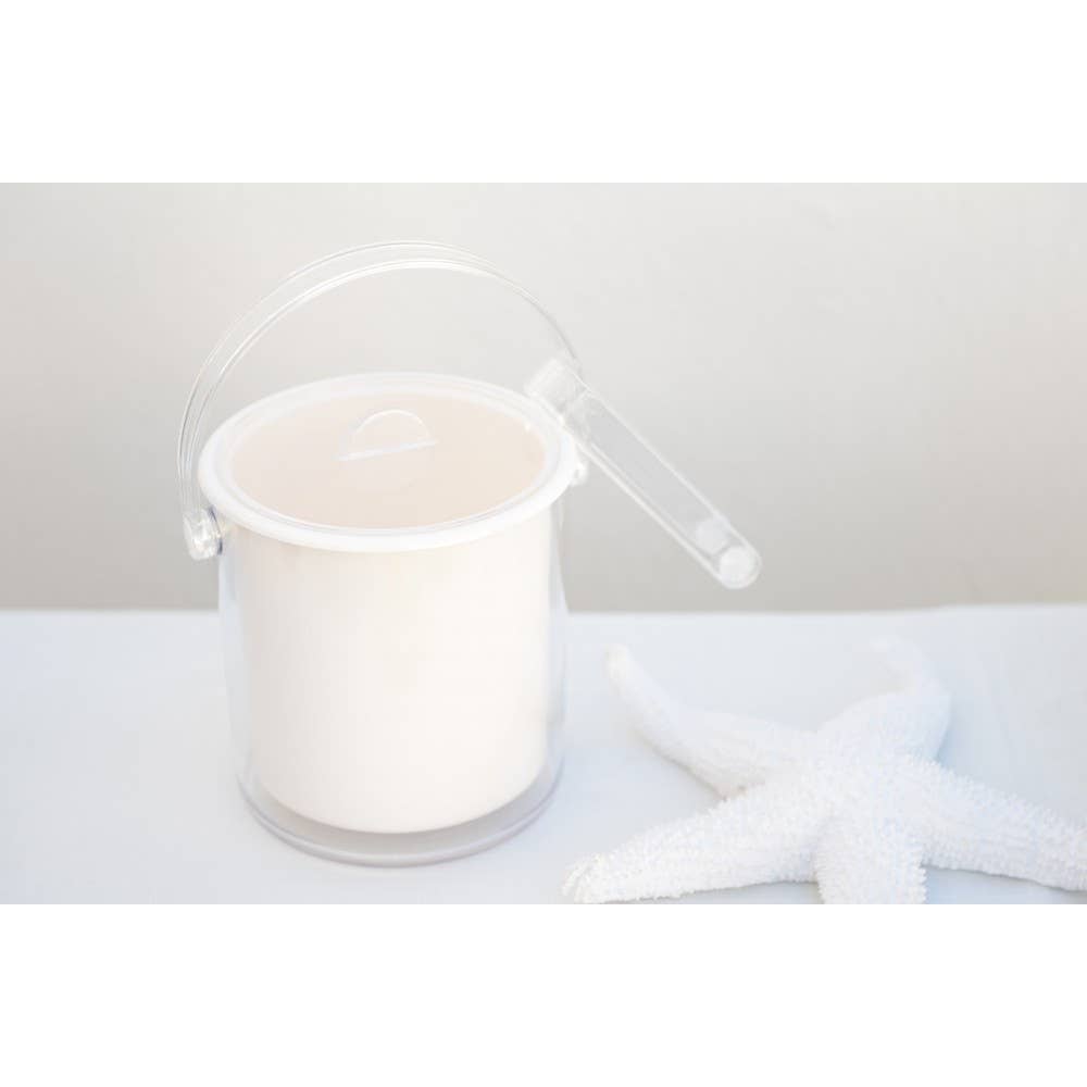 AULICA – Balde de bebidas por atacado – Balde de gelo acrílico branco com pegador1