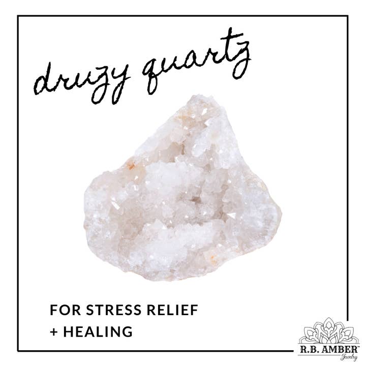 R.B. Amber Jewelry - Wholesale Aromatherapy Bracelet - Adults | Druzy Quartz + Raw Cherry Aromatherapy Bracelet2