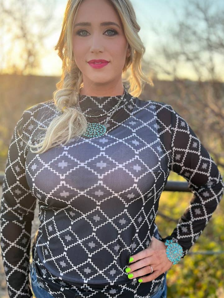 Sterling Kreek - Wholesale Blouse - Women's - Country Nights Mesh Top